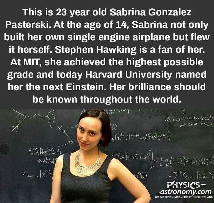This may contain: a woman standing in front of a blackboard with writing on it and an image of her
