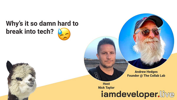 iamdeveloper.live promo for guest Andrew Hedges, Founder @ The Collab Lab