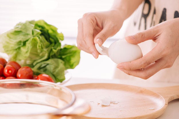 egg salad step 3 - peel eggs egg salad step 3 - peel eggs