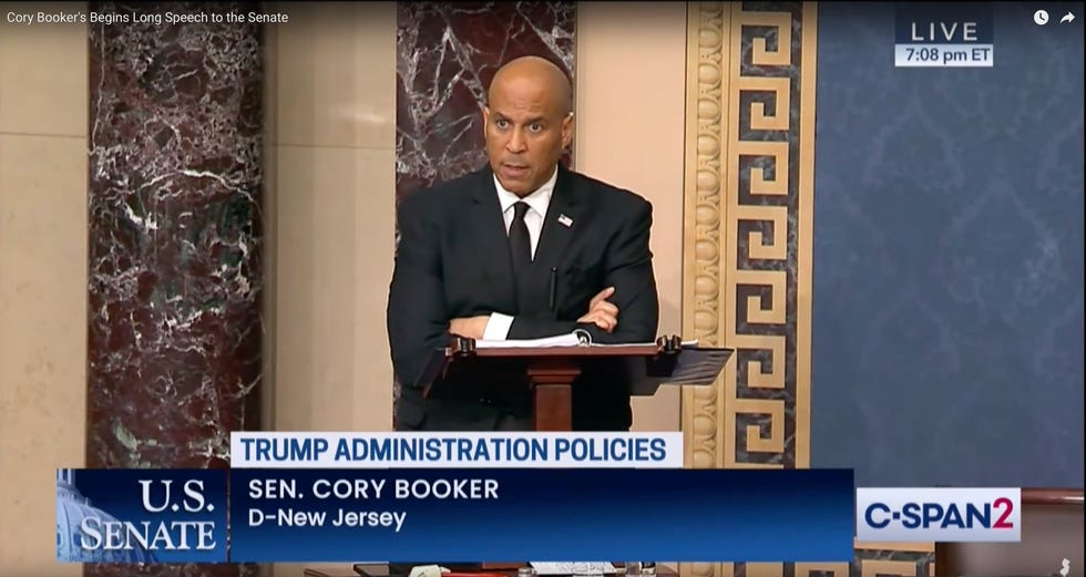 'It Can't Be Business as Usual': Cory Booker Praised for Marathon Stand  Against Trump-Musk