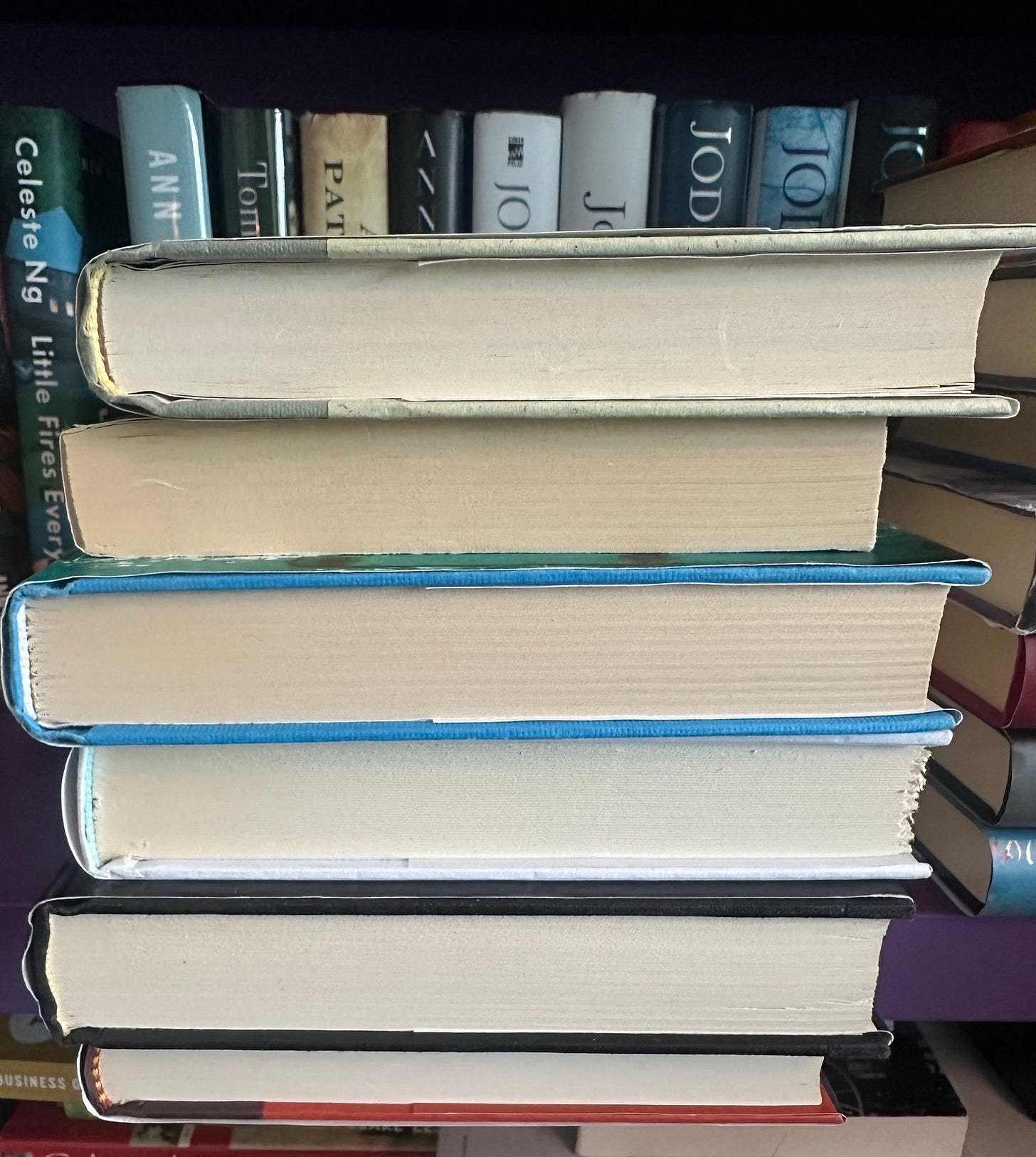 Stack of books from the bottom