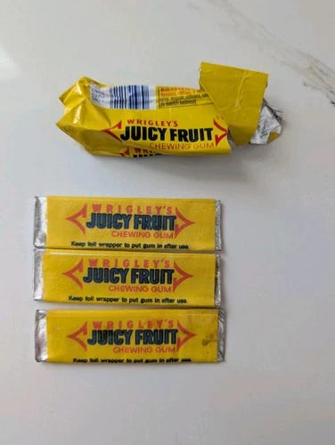 VTG 3x Juicy Fruit Sticks 1980s-1990s with Opened Pack - Picture 1 of 4