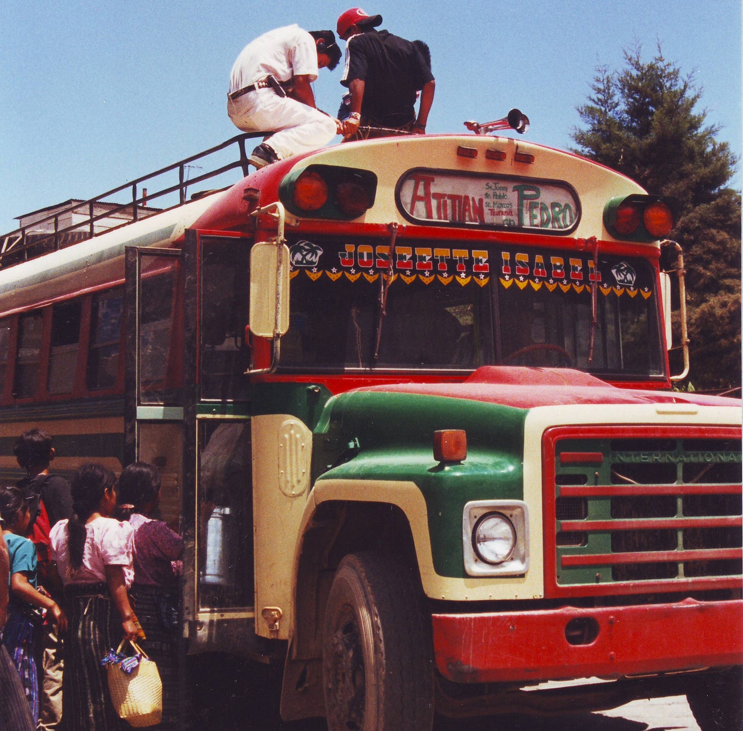 Photo of a colourful bus in Guatemala