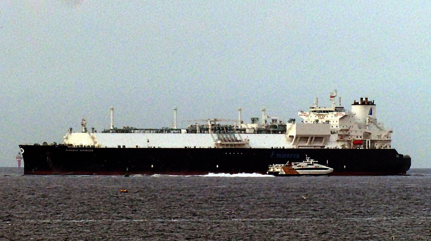 LNG carrier Minerva Amorgos at sea off Wangerooge, Germany, July 2023