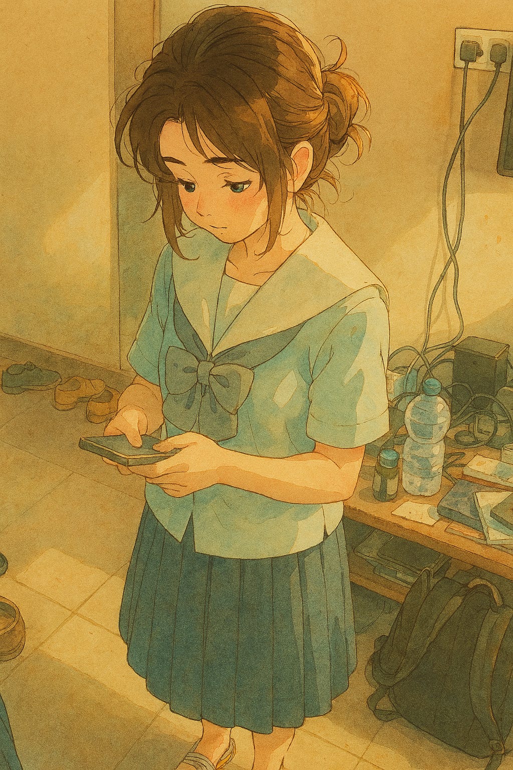 Sunlit Room with Focused Girl Sunlit Room with Focused Girl