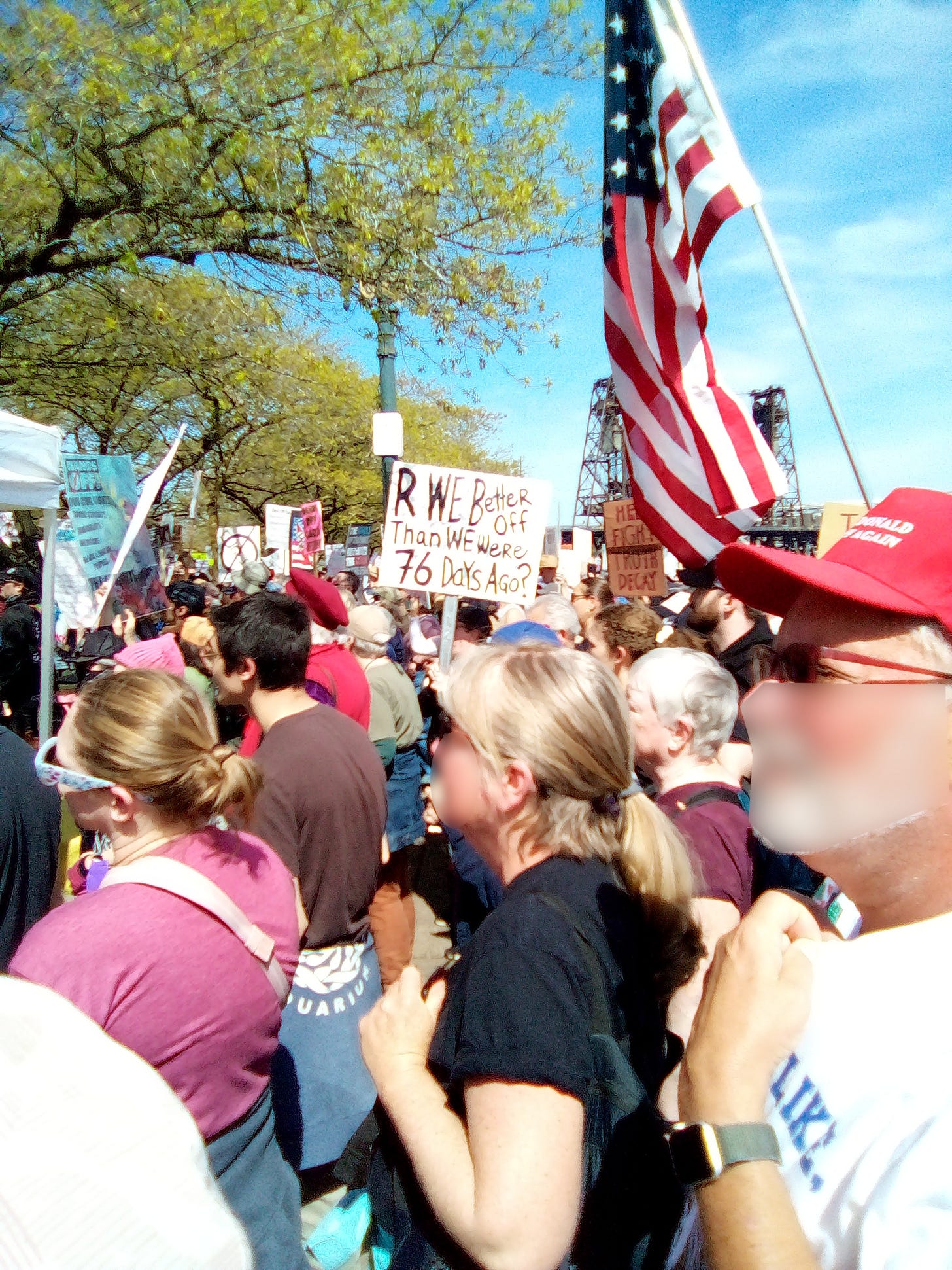 Hands off Protest with Flag
