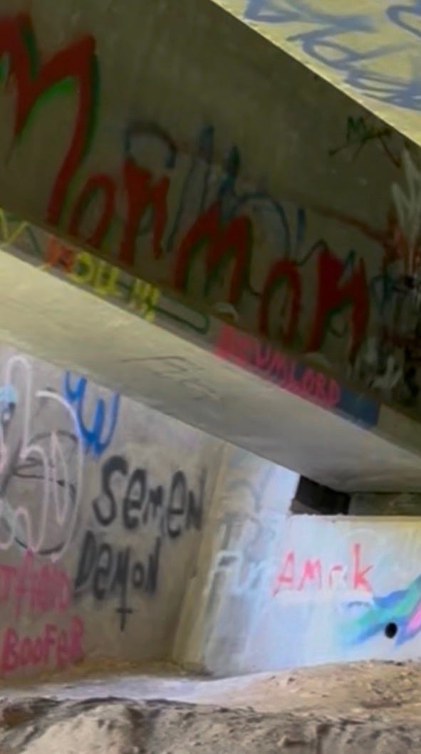 Graffiti on a wall
Description automatically generated Graffiti on a wall
Description automatically generated