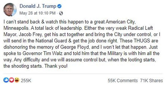 Trump’s infamous FB post.
