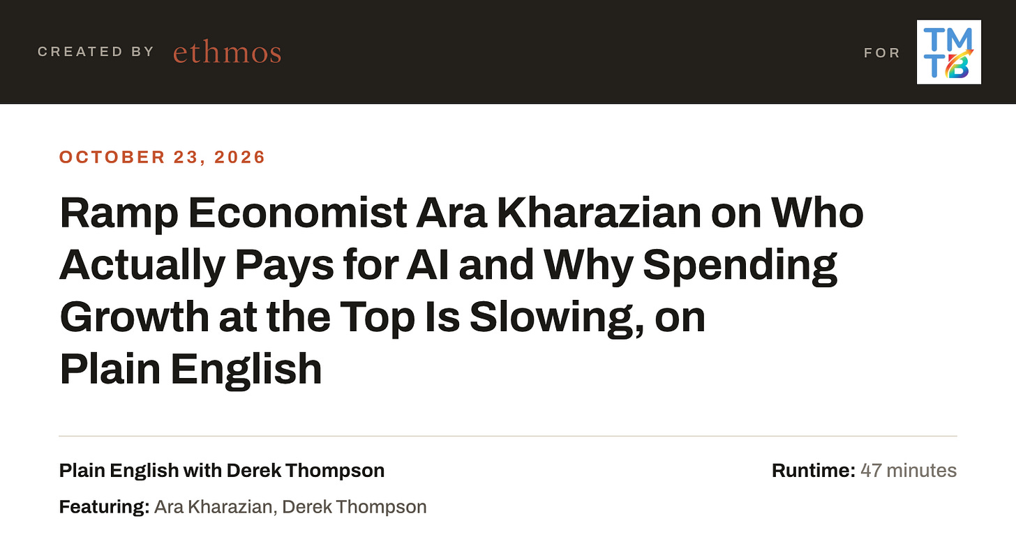 Ramp Economist Ara Kharazian on Who Actually Pays for AI and Why Spending Growth at the Top Is Slowing, on Plain English Ramp Economist Ara Kharazian on Who Actually Pays for AI and Why Spending Growth at the Top Is Slowing, on Plain English
