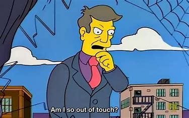 Simpsons meme of Principal Skinner asking himself 'Am I so out of touch?'