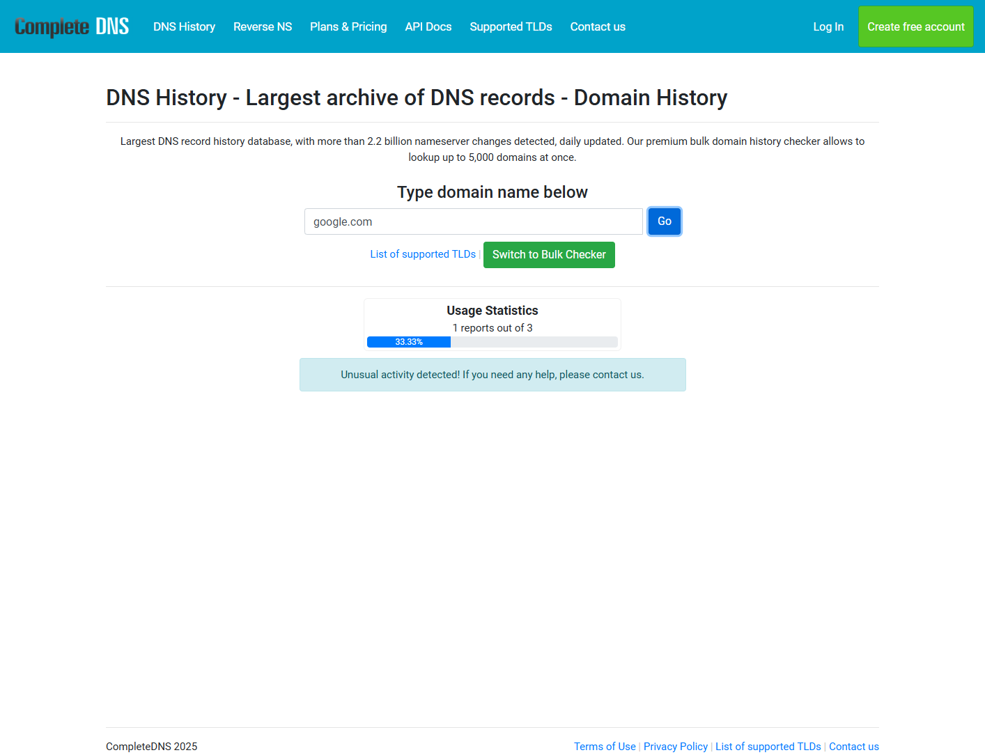 Note the error message on the page