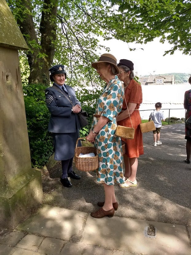 Women in 1940s garb