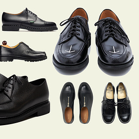 Black Rubber-Soled Derbies