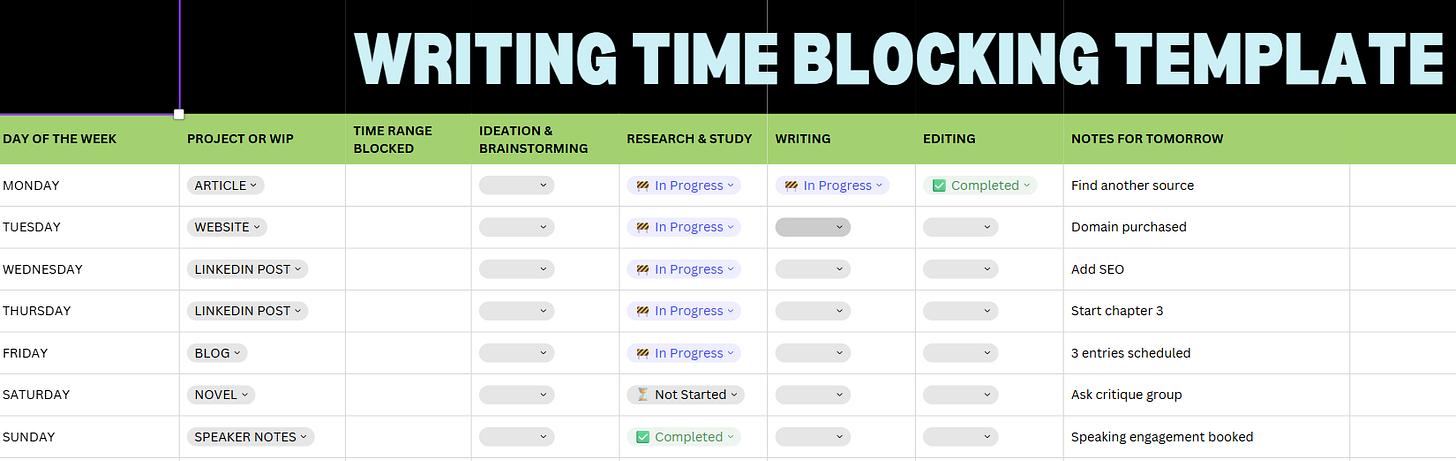 time block time block
