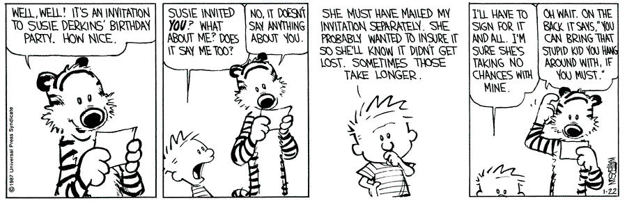 Calvin and Hobbes by Bill Watterson for January 22, 1987 | GoComics