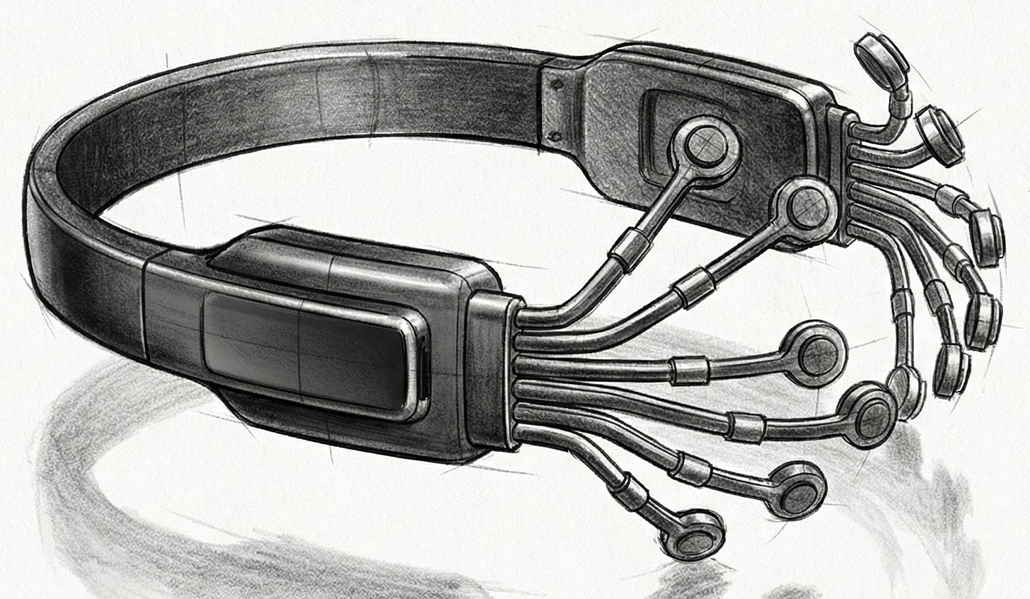 Textless sketch of a black EEG headset