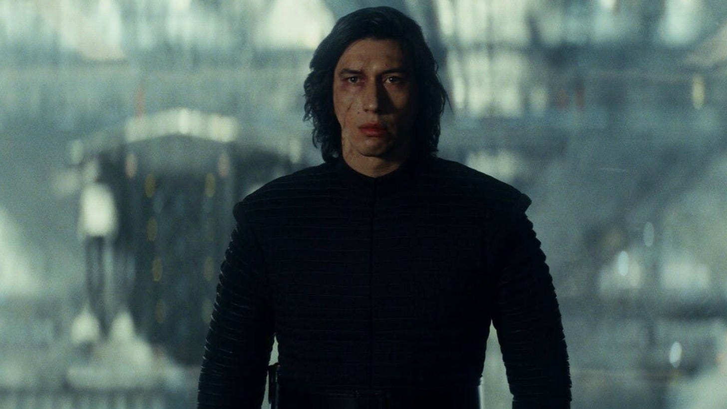 Kylo Ren in Star Wars: The Last Jedi. Image: Lucasfilm Kylo Ren in Star Wars: The Last Jedi. Image: Lucasfilm