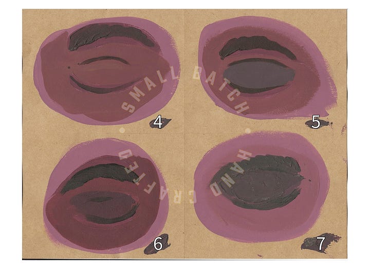 paintings of closed eyes on postcard paper