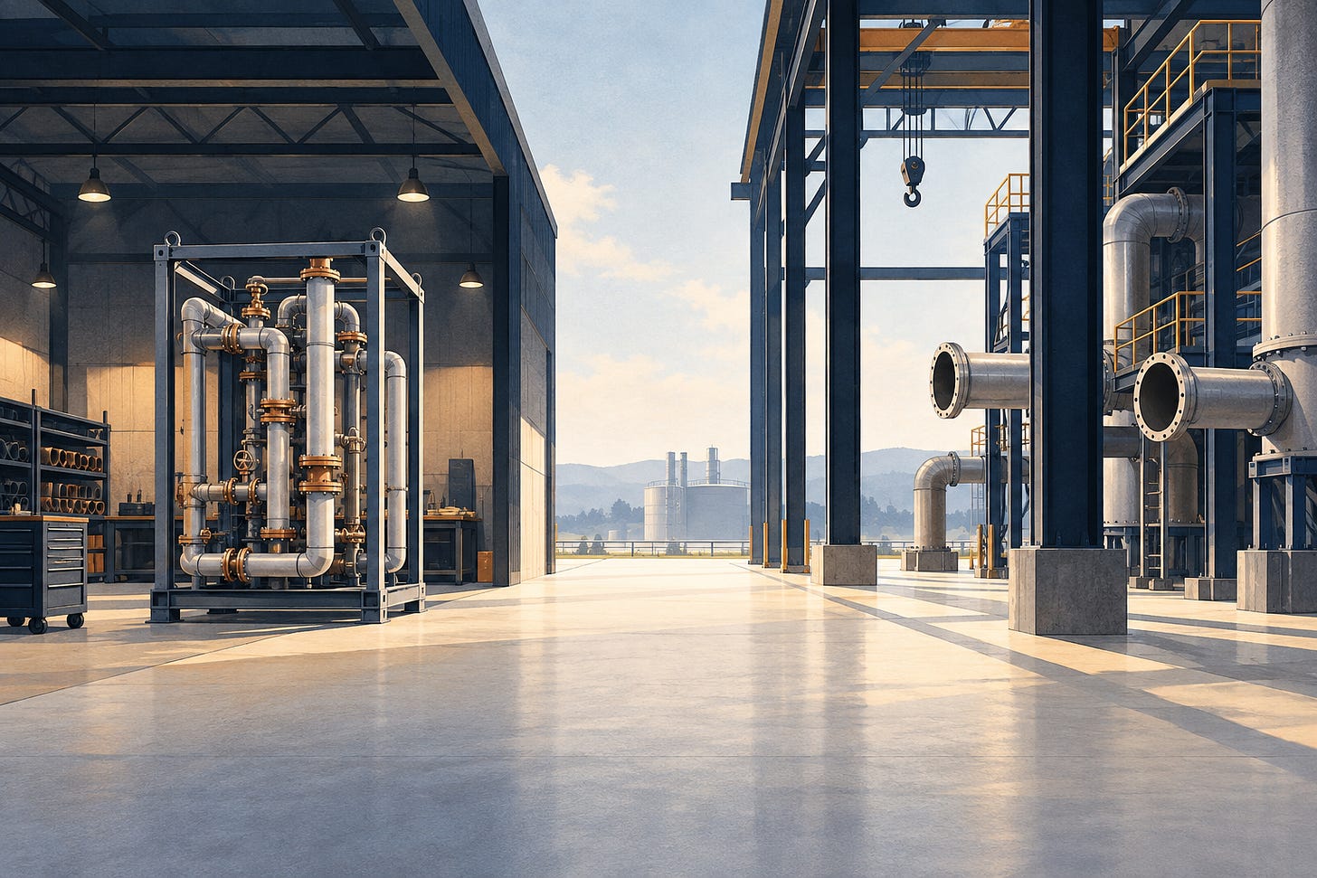 Industrial workshop and installation illustration. Industrial workshop and installation illustration.