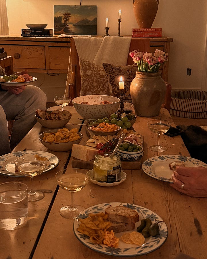 Cozy winter dinner hosting vibe cheese charcuterie board