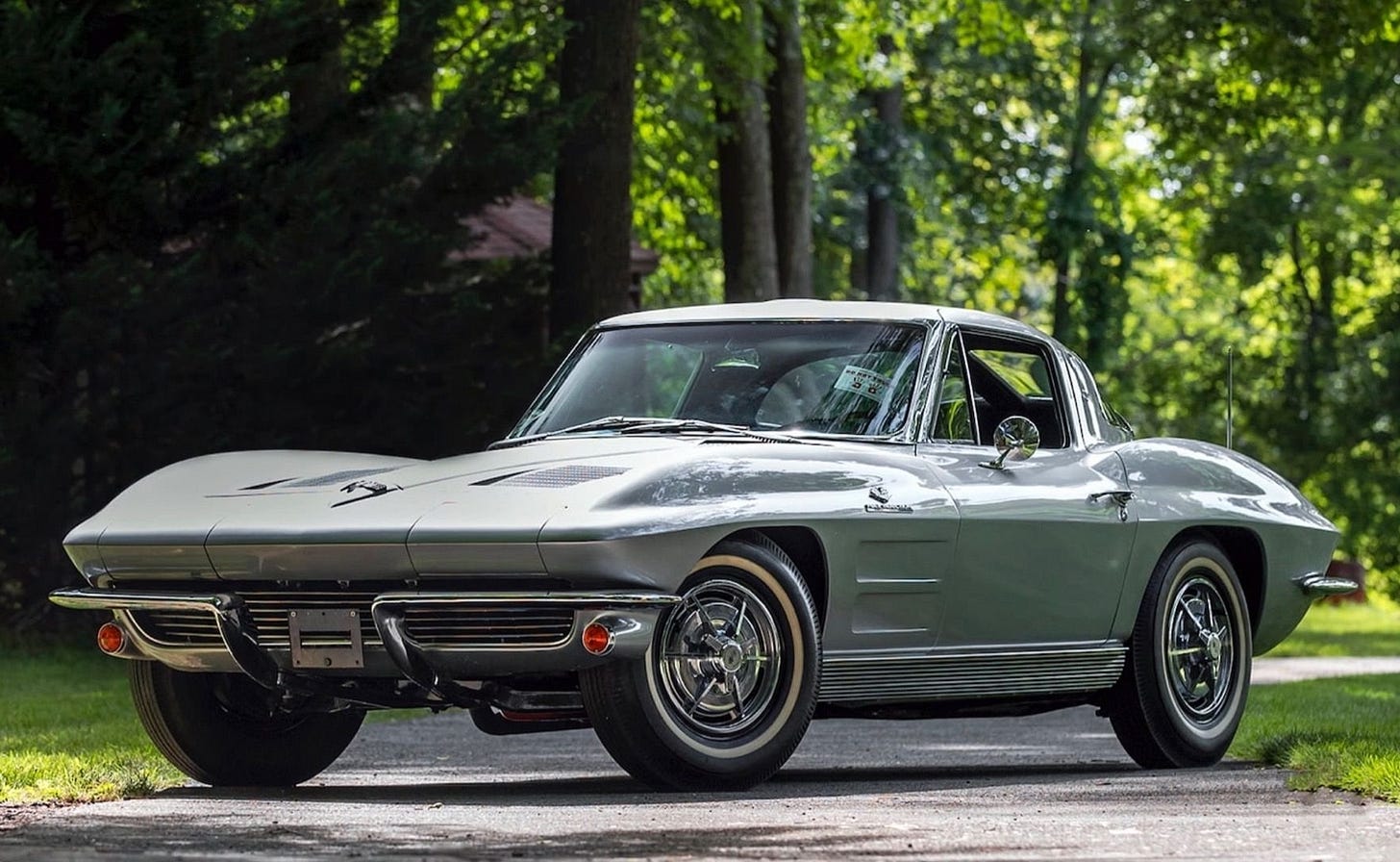 Silver 1963 Corvette.