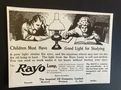 Antique  Canada Canadian Ad 1912 Rayo Lamp Imperial Oil Esso Like Aladdin light - Picture 1 of 1