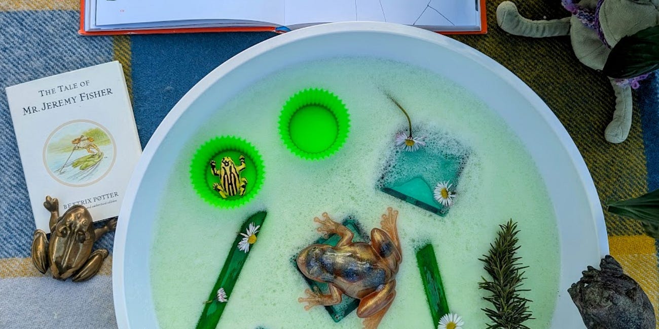 Frog themed sensory play for World Frog Day 