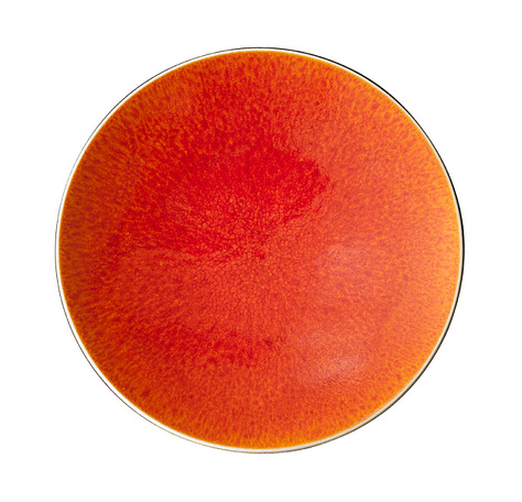 a selection of red, yellow and orange plates