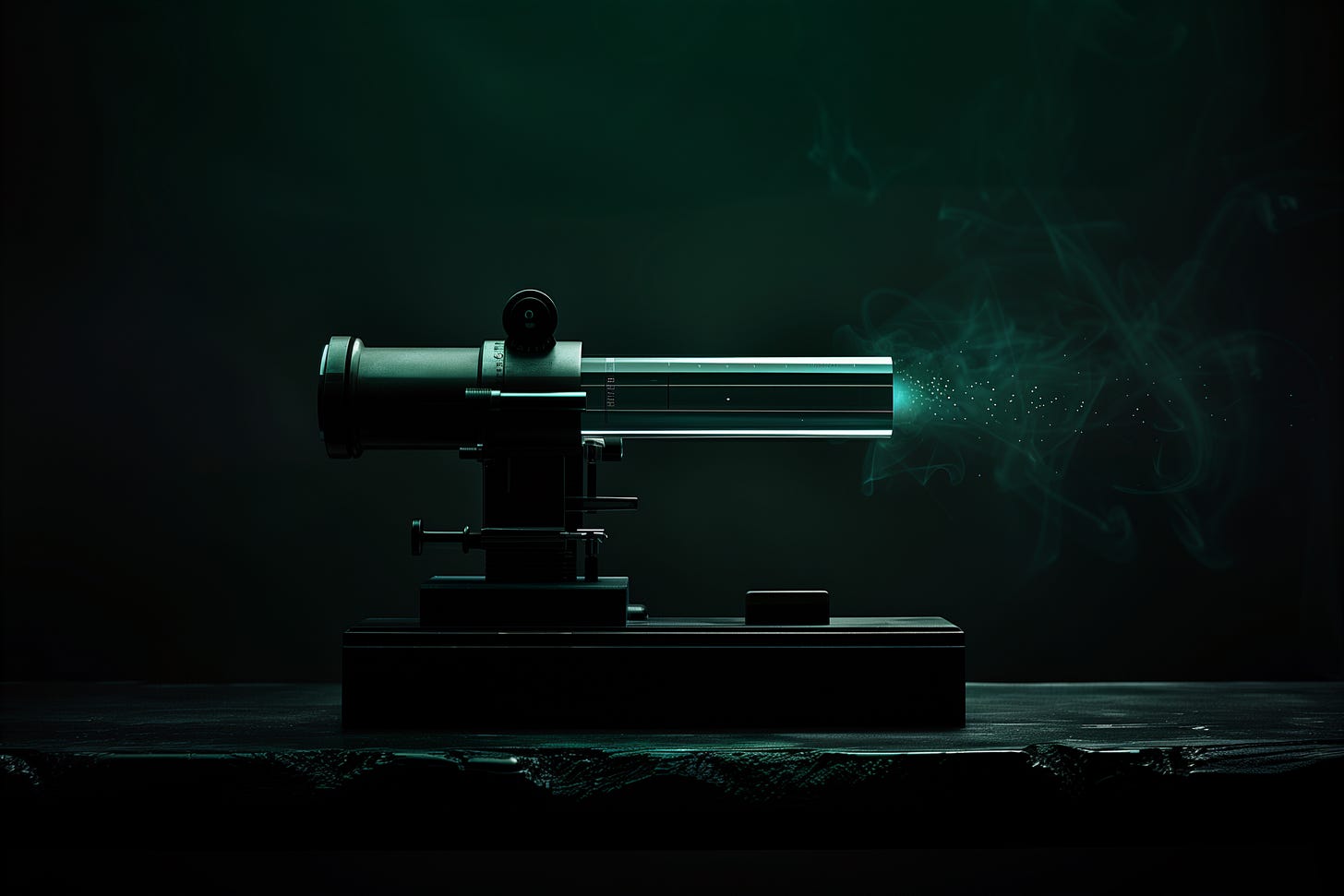 A vintage spectrometer as a metaphor for AI detection tools: a scientific instrument that measures with precision, but only what falls within its spectrum. Pointed at the wrong layer of a writer's work, it reads keystrokes without seeing the thinking underneath.