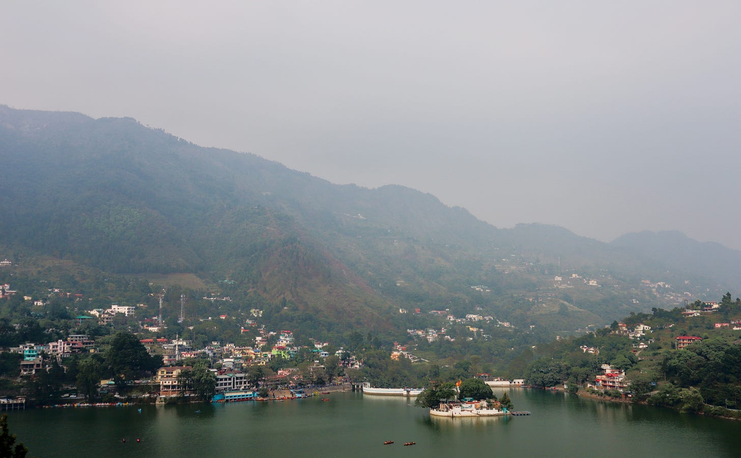 View of Bhimtal lake from the hotel