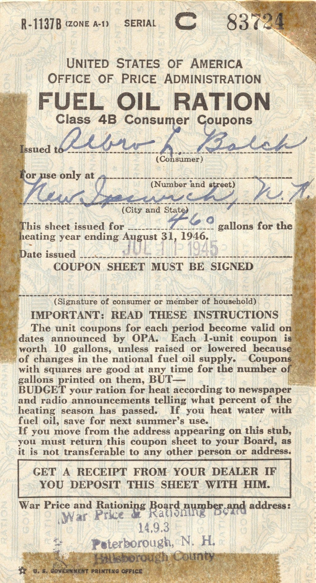 Ration coupon
