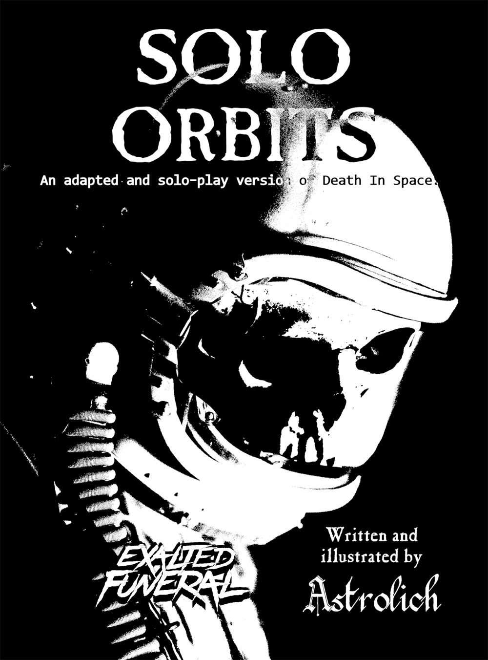 The cover art of Solo Orbits featuring a skeletal astronaut