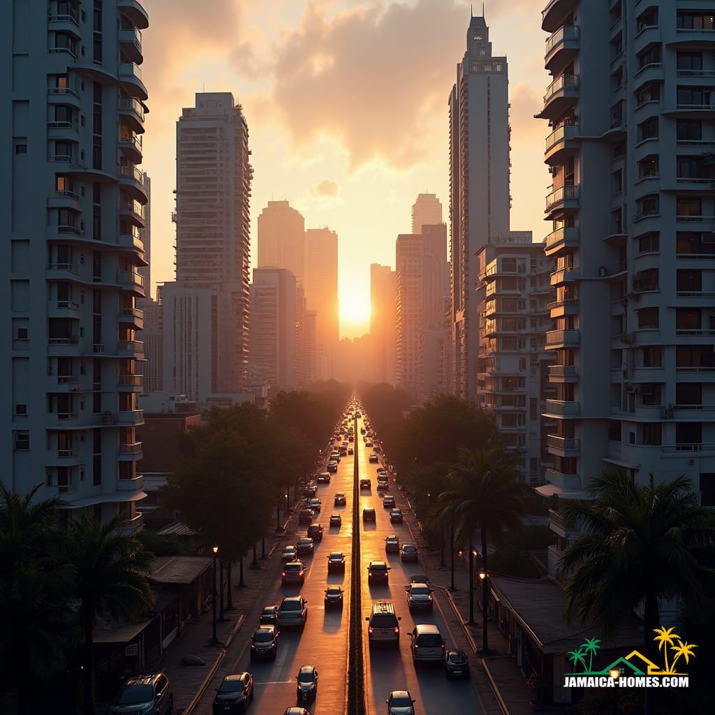 By 2035, Kingston, Jamaica, is set to showcase cutting-edge modern development schemes that redefine urban coastal living. These futuristic developments feature high-rise buildings with sleek glass facades, seamlessly blending with the Caribbean skyline while capturing breathtaking views of the sea and cityscape. Rooftop and infinity pools are standard, providing residents with luxury leisure spaces that offer panoramic views and innovative designs that maximize limited urban space.
