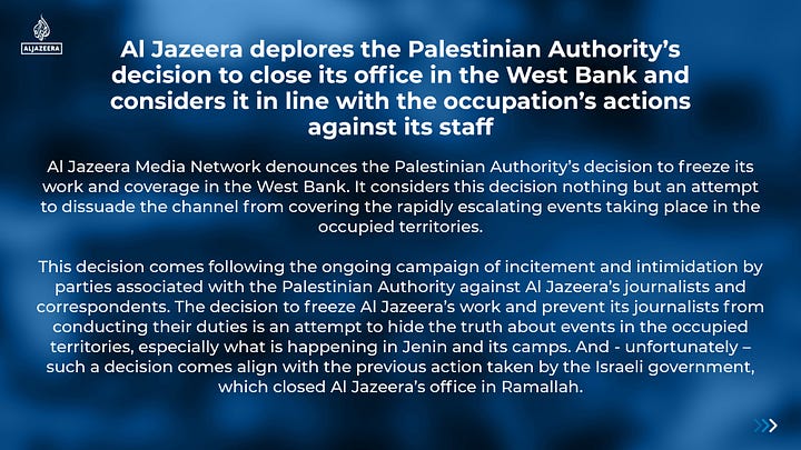 Screenshots from Al Jazeera's Twitter with the statement regarding the closure of their offices.