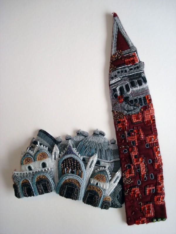 beaded beadwork Save Venice Italy St. Marks Square campanile erosion fiber art Basilica architecture bead embroidery blog relief painting beaded beadwork Save Venice Italy St. Marks Square campanile erosion fiber art Basilica architecture bead embroidery blog relief painting