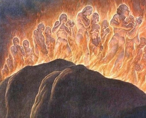 This may contain: an image of people standing in front of a fire with flames coming out of them This may contain: an image of people standing in front of a fire with flames coming out of them