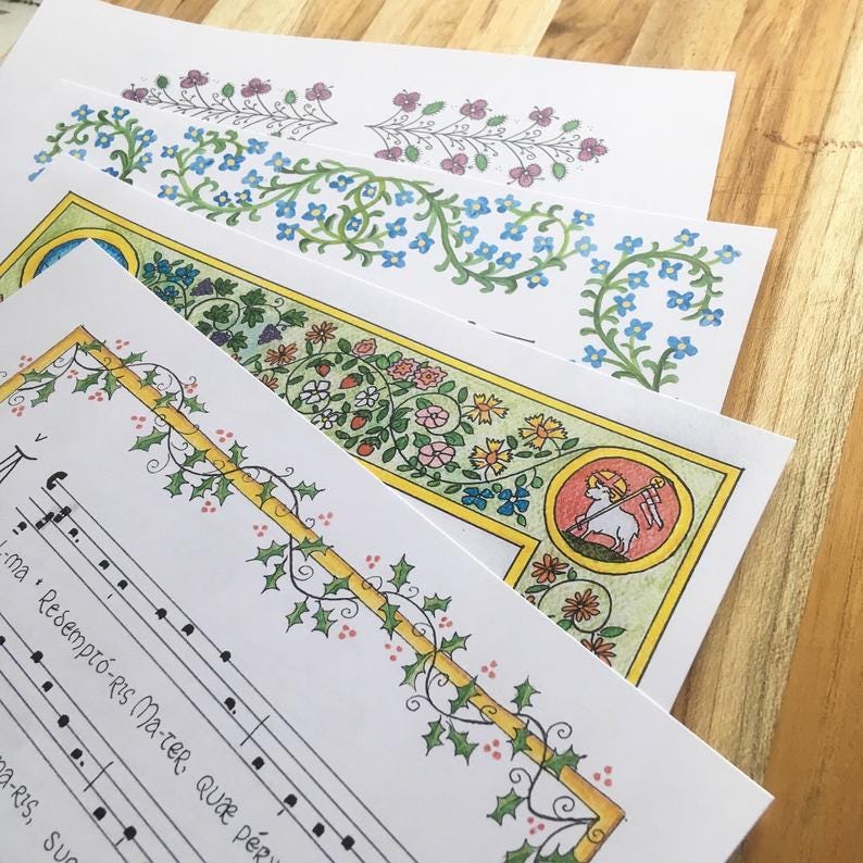 Marian Antiphons print set Latin gregorian chant hymns image 0