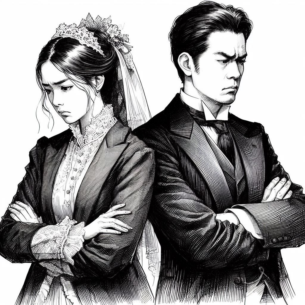Man and woman upset with each other