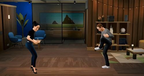 Meta avatars jump up and down, showing off their legs
