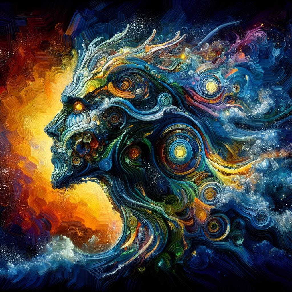 An image of the dramatic growth of ChatGPT, evolving into a vibrant AI entity, illuminated with creative lighting, intricately detailed and realistic, currently trending on ArtStation, all in the style of Van Gogh, Picasso, and Hokusai