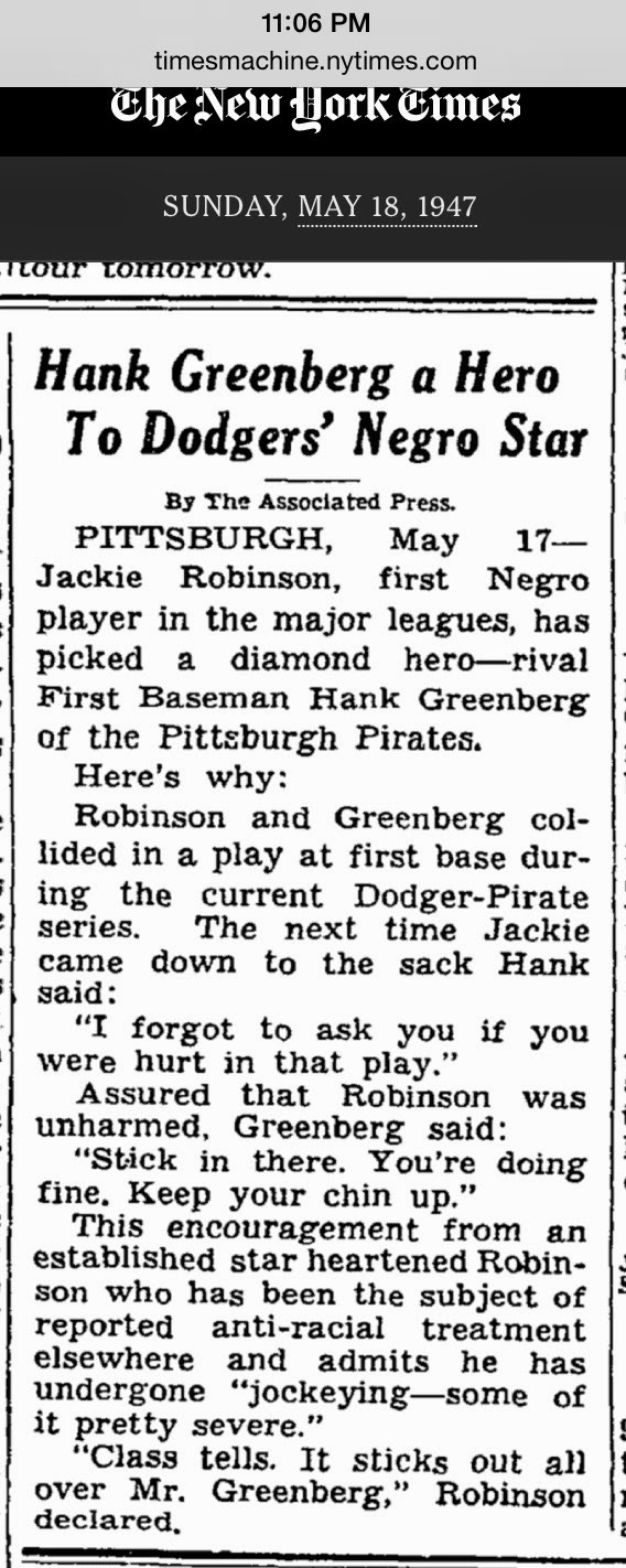 Baseball Sisco Kid Style: Hank Greenberg and Jackie Robinson