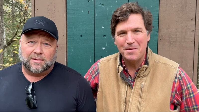 BREAKING: Alex Jones tells Tucker Carlson that Joe Biden walks around the White House naked on drugs and the deep state's 'only next move' is to assassinate Trump in jaw-dropping interview on X