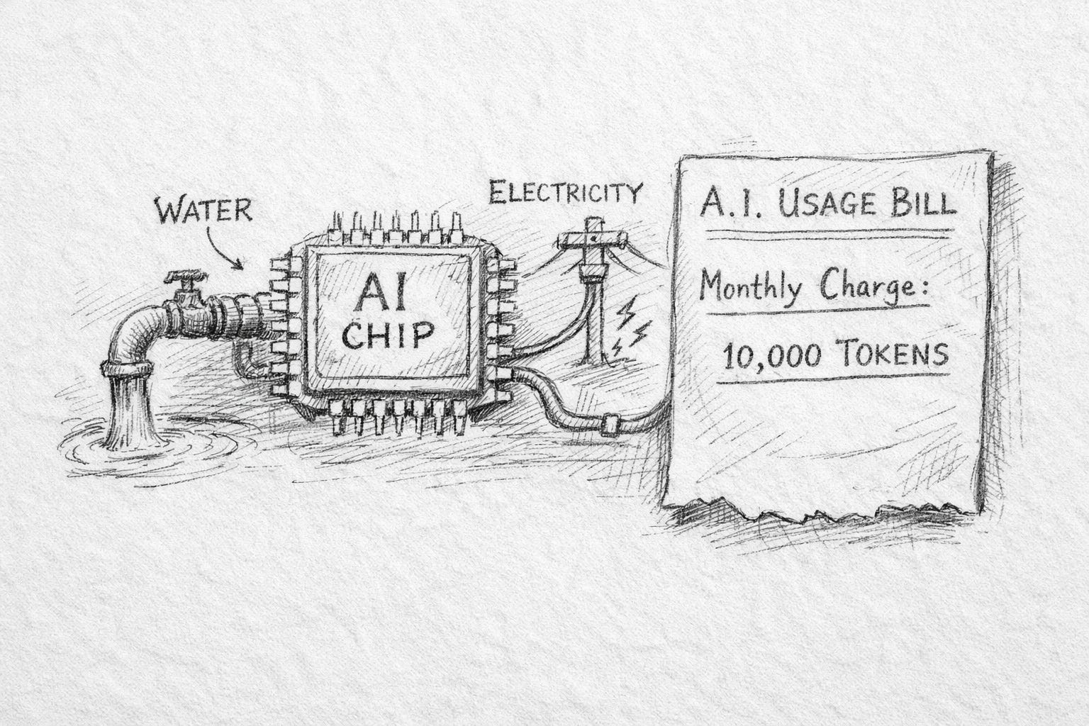An AI chip that has been hooked up to water and electricity. An AI chip that has been hooked up to water and electricity.