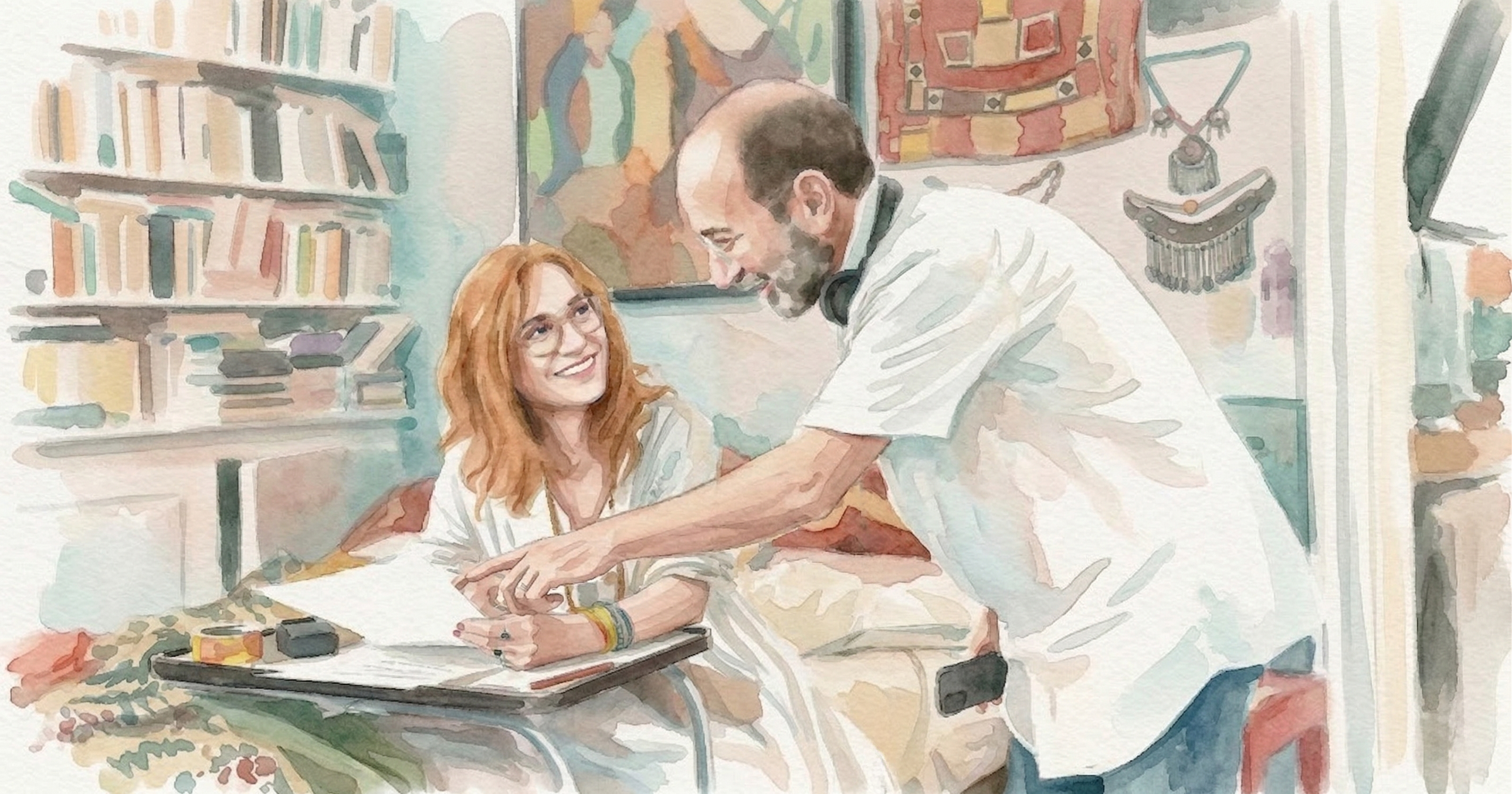 Isabelle Huppert & Asghar Farhadi - Illustrated by Souzian Dispatch