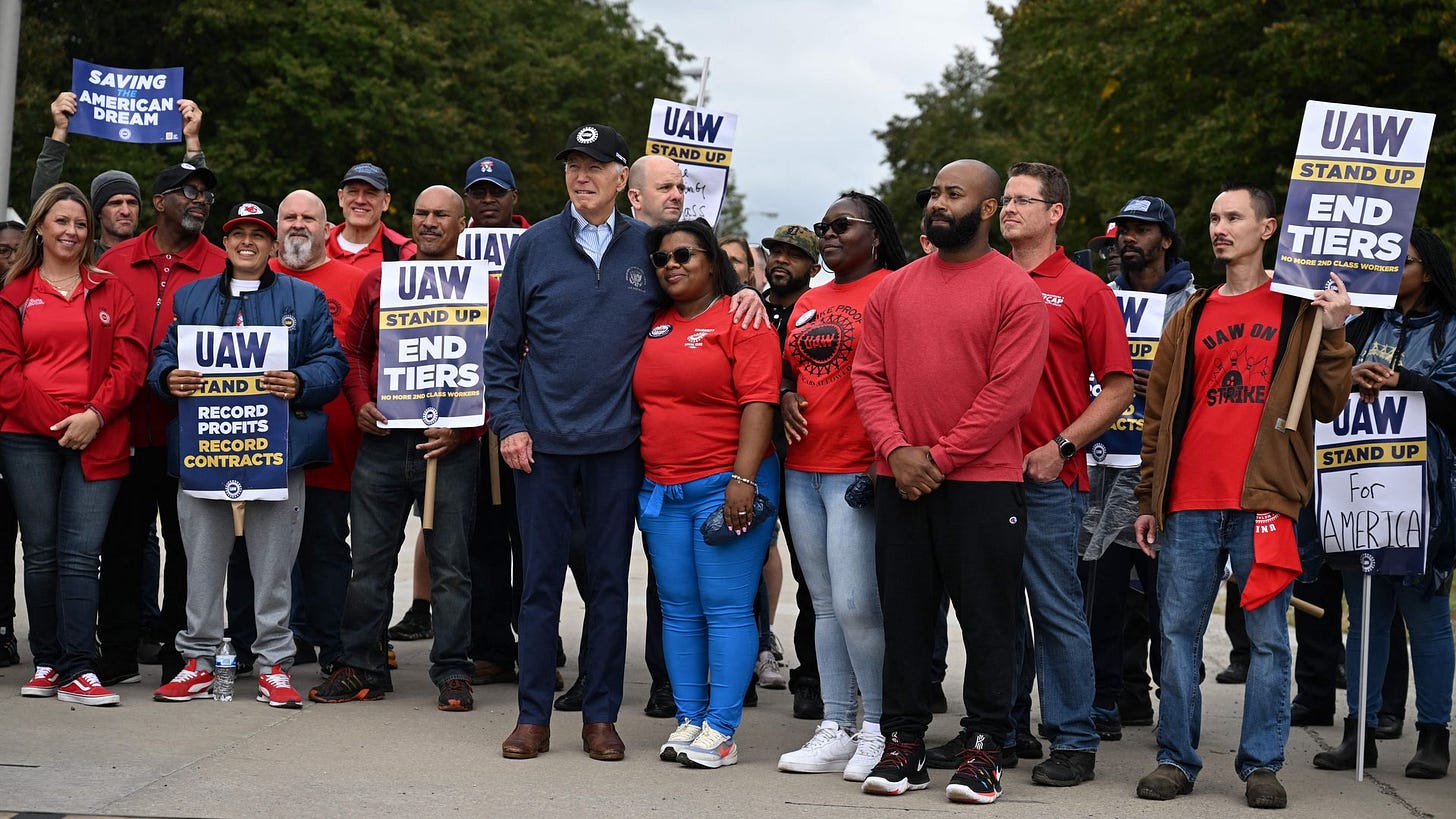 Biden joins picket line in UAW strike, a likely historic first for a  sitting president
