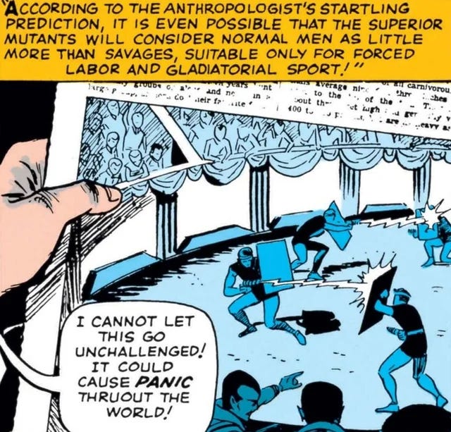 A series of panels from X-Men #14 look and sound eerily similar to the Binder article in Mechanix Illustrated.