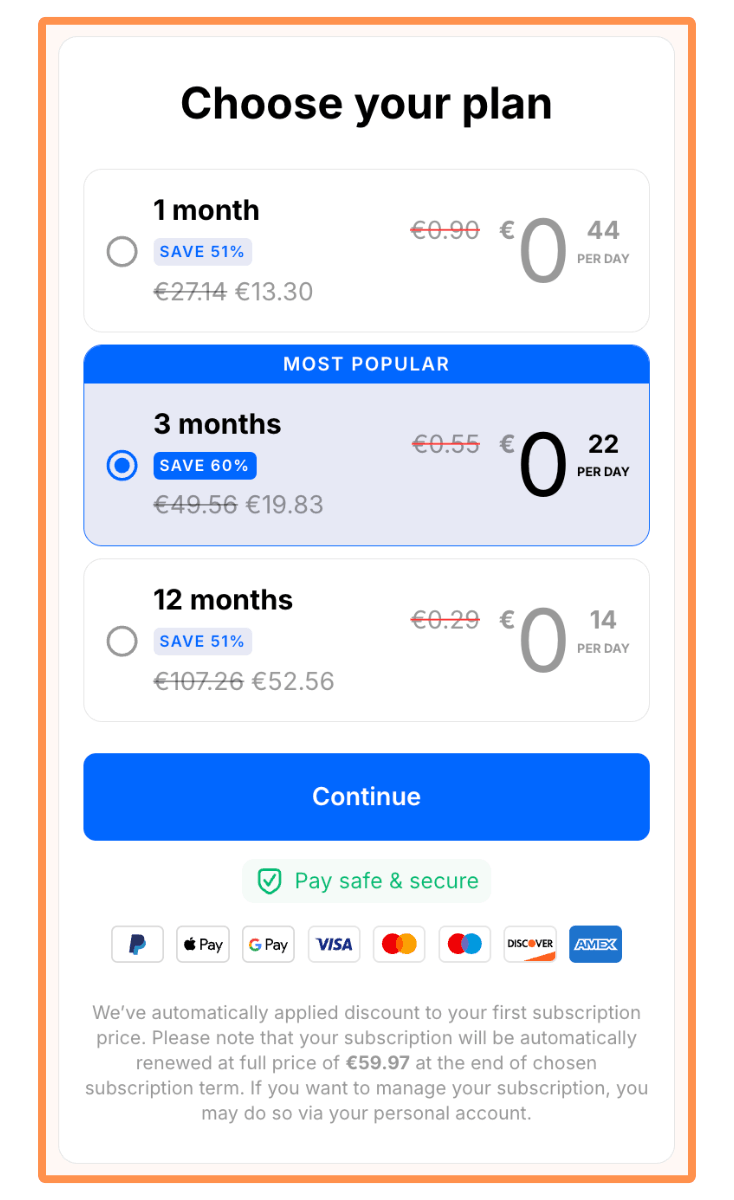 Headway’s Pricing (amounts in EUR)