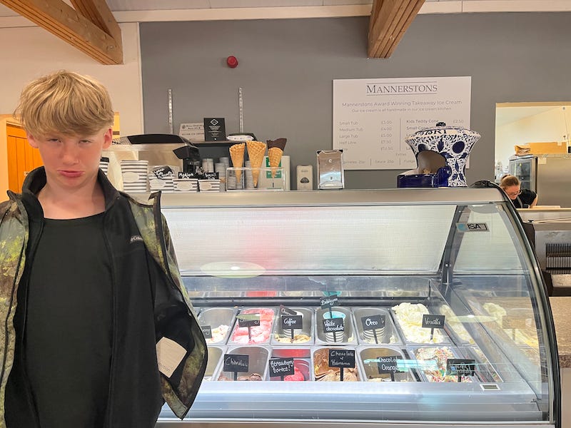 2025-6-24 Unhappy Hudson in front of the ice cream, photo by author