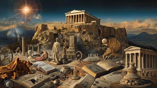 A table with ancient objects and statues

AI-generated content may be incorrect.