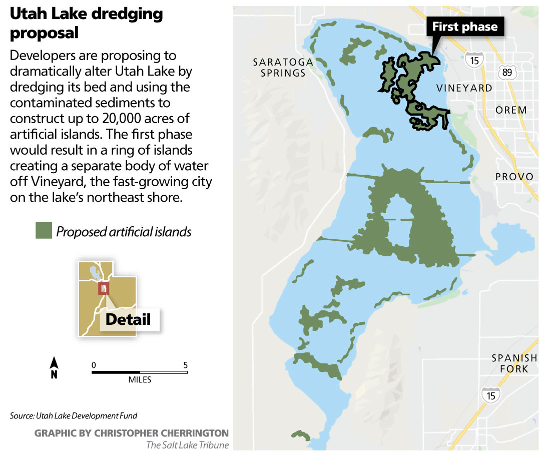Artificial islands as real estate? The murky finances behind the Utah Lake  Restoration Project